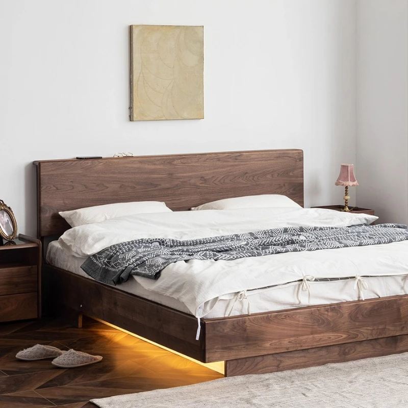 

Storage bed Nordic solid wood bed 1.5 Japanese-style small apartment 1.8 meters high box double suspended storage box bed