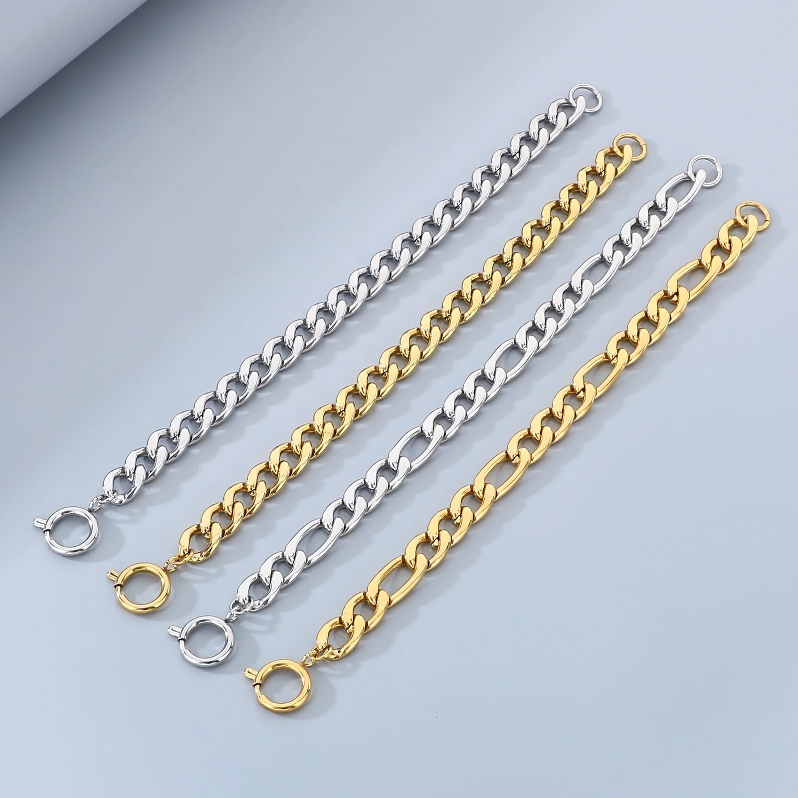 5pcs/lot Wholesale 9mm 3 in 1 NK Curb Chain Bracelet Unisex Stainless Steel Jewelry