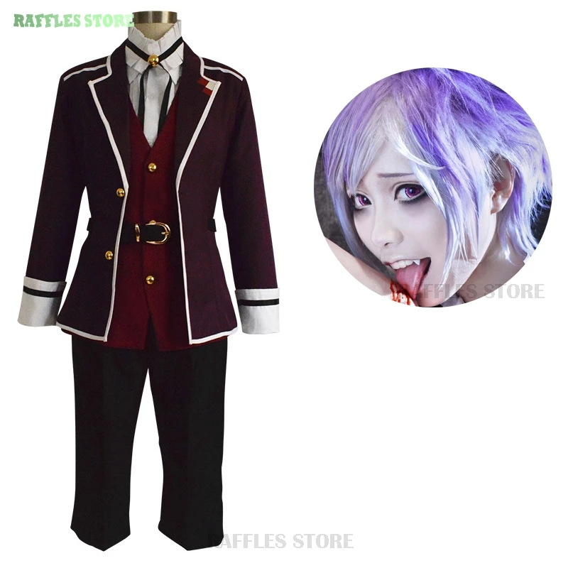 Sakamaki kanato cosplay traje perucas anime diabolik amantes cosplay uniformes roleplay outfit festa de halloween fantasia unisex pano