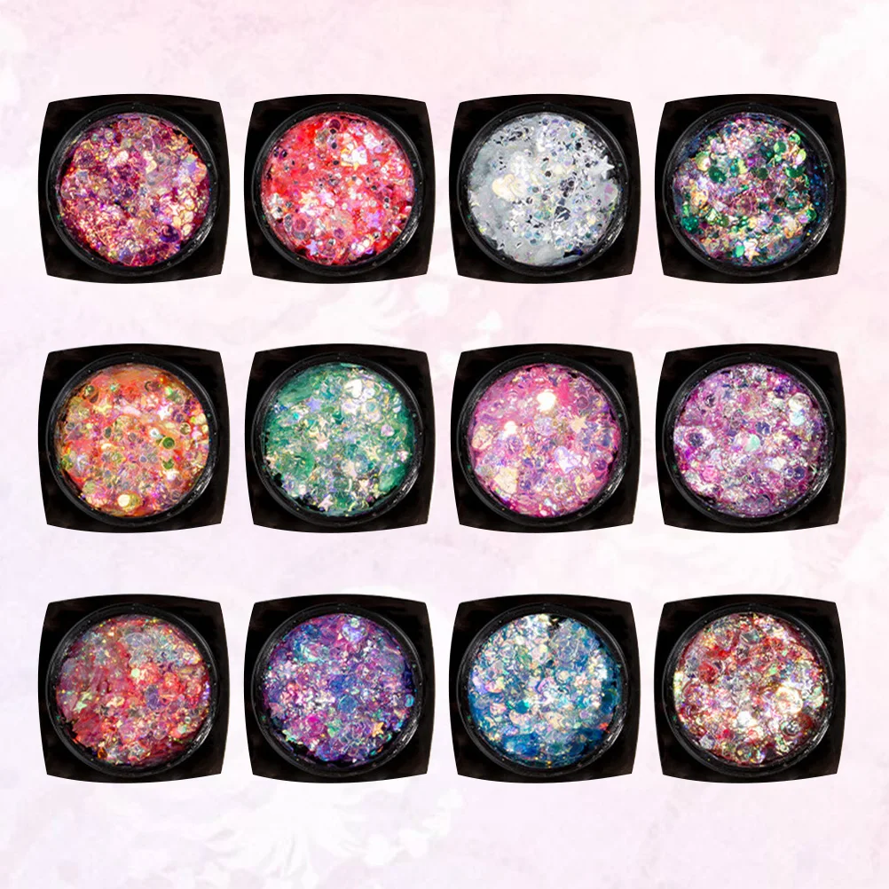 12 Colors Sequin Body Gel Set All Day Wear for Holiday Decor Glitter Body Gel Makeup Versatile Use