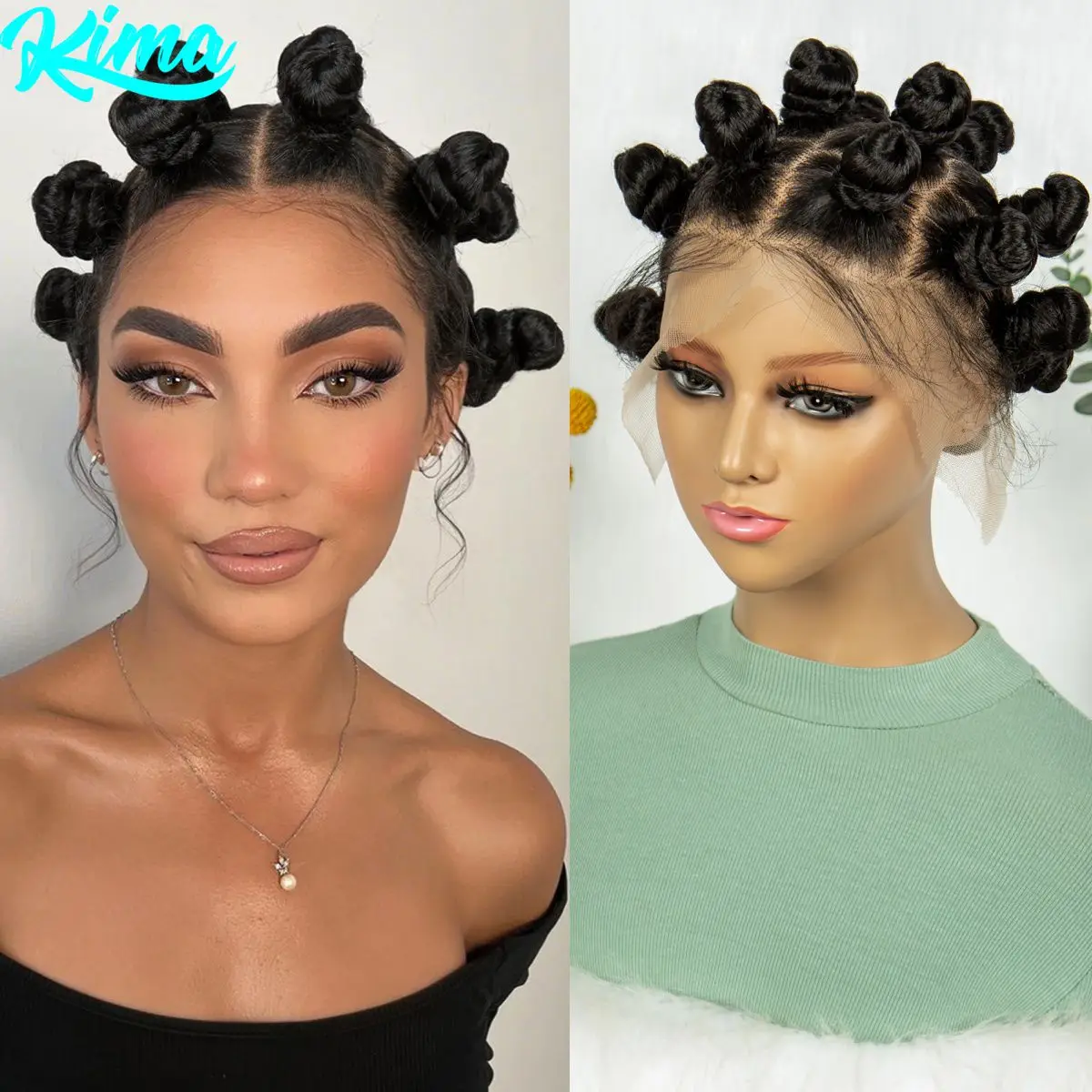 Full Lace Handmade Bantu Braided Wigs Synthetic Lace Frontal Short Cute Bantu Braided Lace Wig With Baby Hair for Black Women