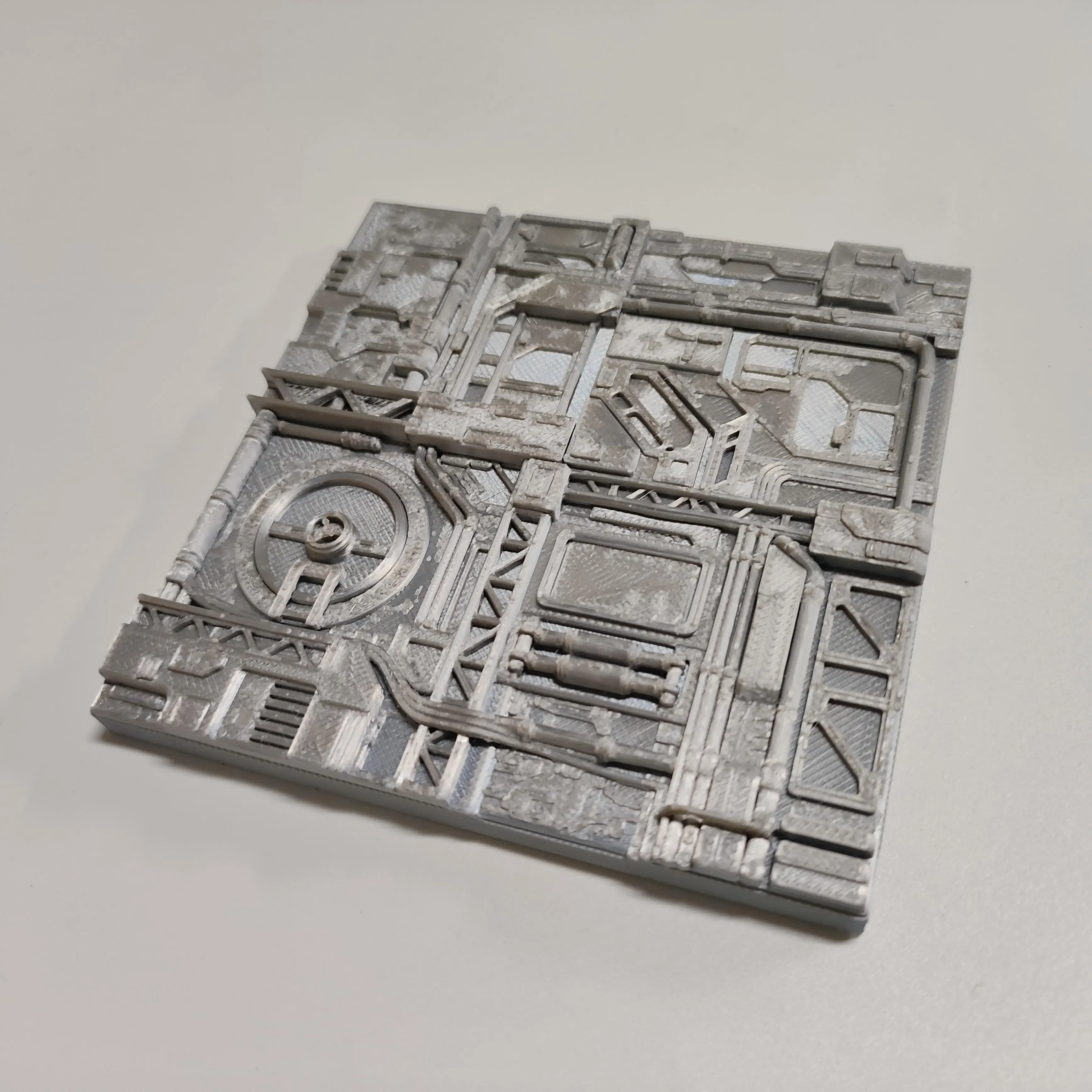 Sci-Fi Industrial Station Wall Tile - Futuristic Spaceship Interior Panel, Cyberpunk Terrain Base for Miniature Scenery