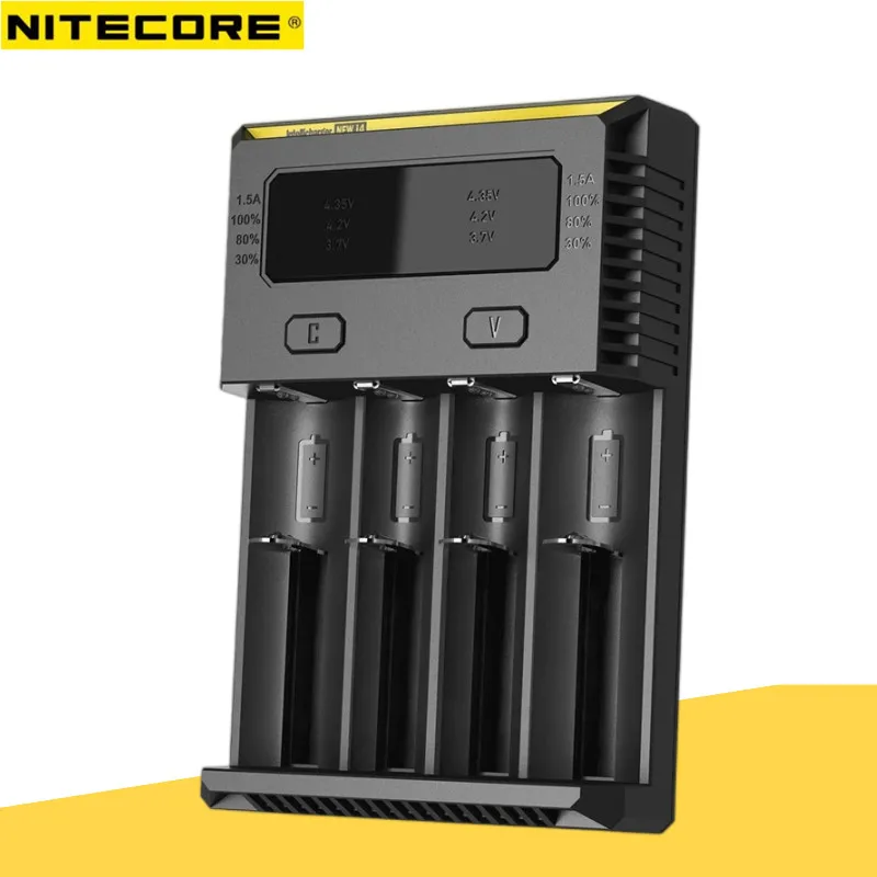 Nitecore New I4 Smart Charger 18650 14500 16340 26650 LCD Li-ion Fast Charger 12V Charing Fully Automatic for A AA AAA Batteries