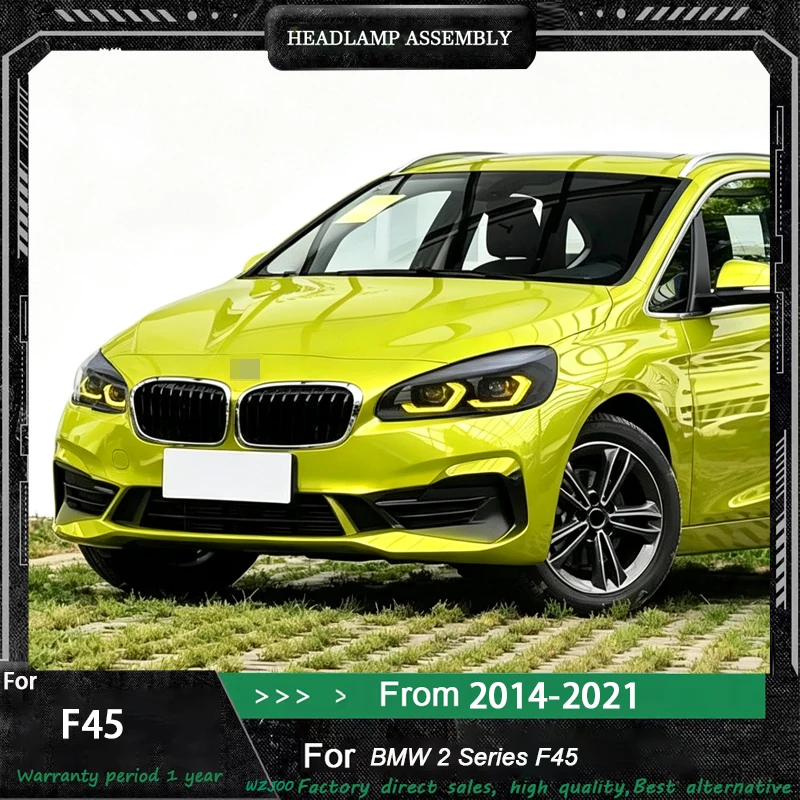 Car Headlights Assembly For BMW 2‑Series F45 2014‑2021,Modified Dual‑Color LED DRL Dual Projector Lens HeadLamp Auto Accessories