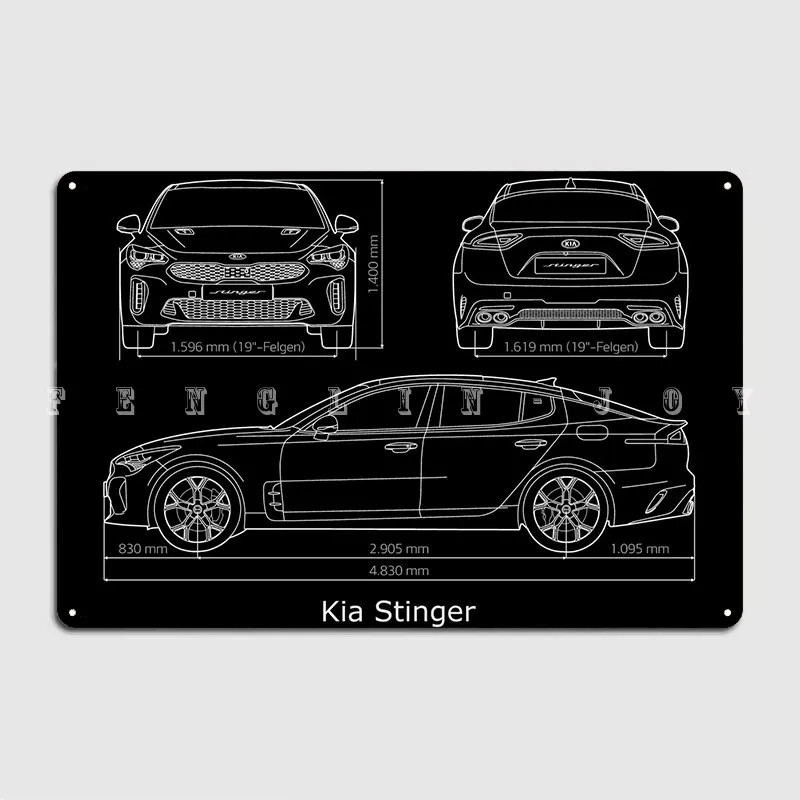 Kia Stinger 2019 Blueprint Metal Plaque Poster Wall Cave Pub Garage Printing Mural Painting Tin Sign Posters