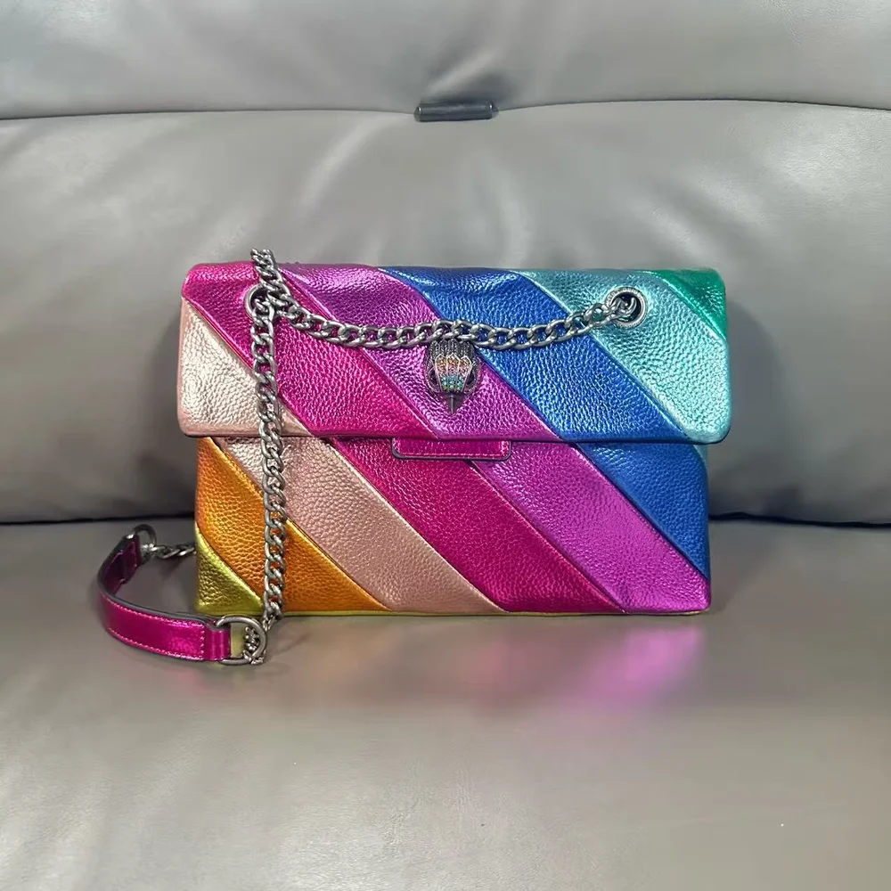 

Классическая британская радужная сумка с цепочкой, сумка через плечо на одно плечо, универсальная