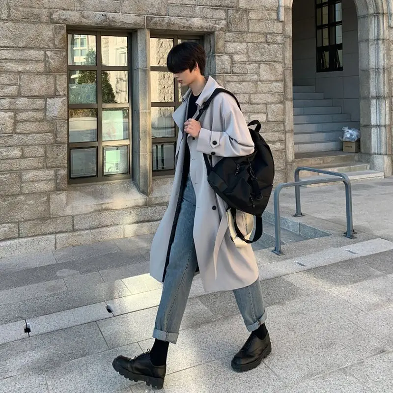 

Мужской водонепроницаемый плащ из хлопка, удлиненный, в готическом стиле, молодежный, легкий, с элементами пэчворка, роскошный, европейский, с поясом и карманами, высокого качества