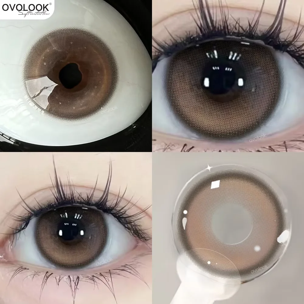 OVOLOOK-1 Pair Black Gray Beauty Colored Contact Lenses for Eyes Purple Halloween Lens Big Eye Lens Natural Look Brown Blue Lens