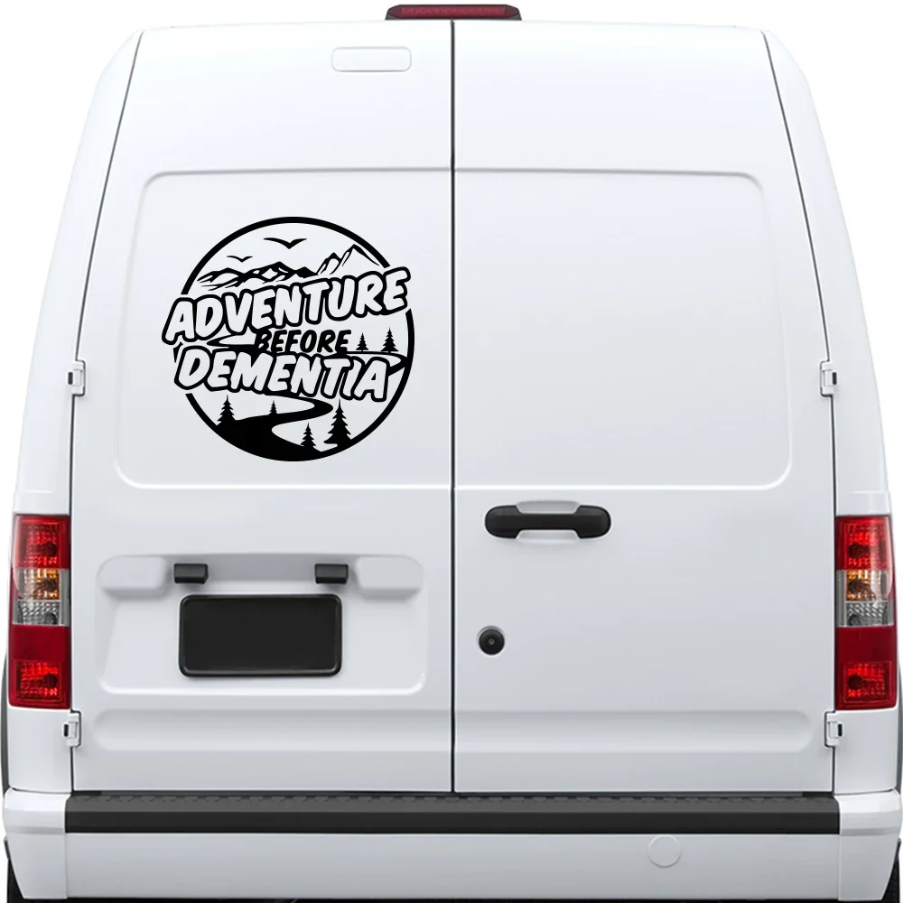Adventure Before Dementia Vinyl Decal Mountain Pine Tree Graphic Car Sticker For Camper Van RV Truck SUV Body Decoration Decal