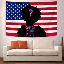 Benutzer definierte Porträt bild amerikanische Flagge Dekoration Wandteppich Home Schlafzimmer rosa Wandteppich (E-Mail: 1400962473@qq.com)