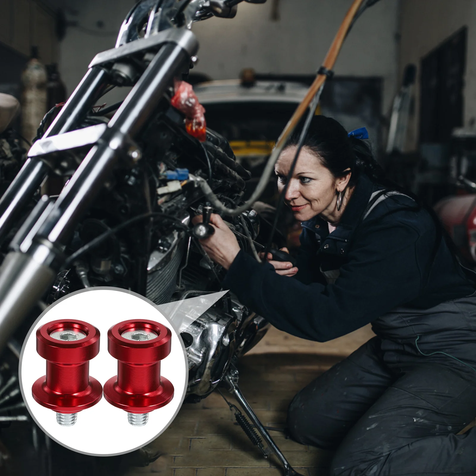 

2pcs Motorcycle Swing Arm Stand Screw Aluminum Alloy Rear Frame Assembly Spool Slider Guide Roller Mount Fastener Motorcycle