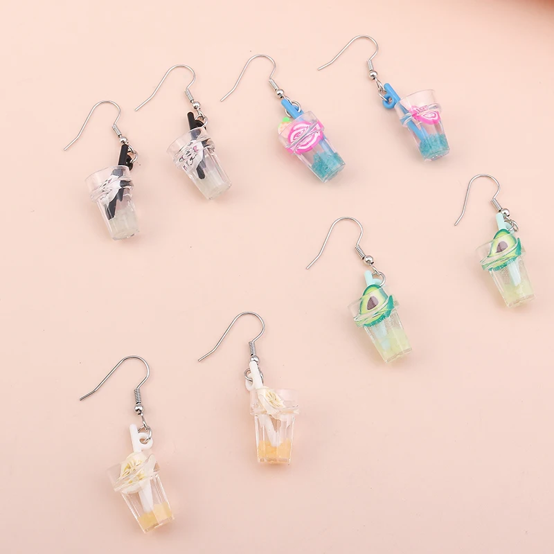 Aihua Earrings Sets Summer Drinks Earrings for Woman Hanging Candy Colors Fruit Juice Ice Cream Goblet Ear Hooks Jewelry Trendy
