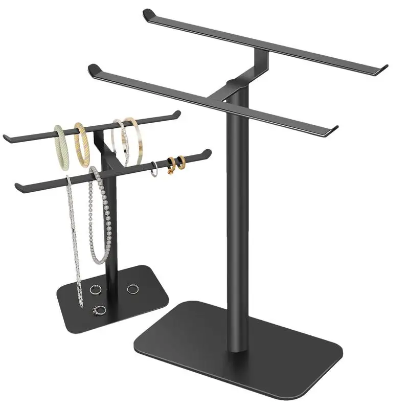 

Necklace And Bracelet Organizer 2-Tiers Earring Holder Stand Jewelry Display Stand Heavy-Duty Jewelry Storage Holder Metal