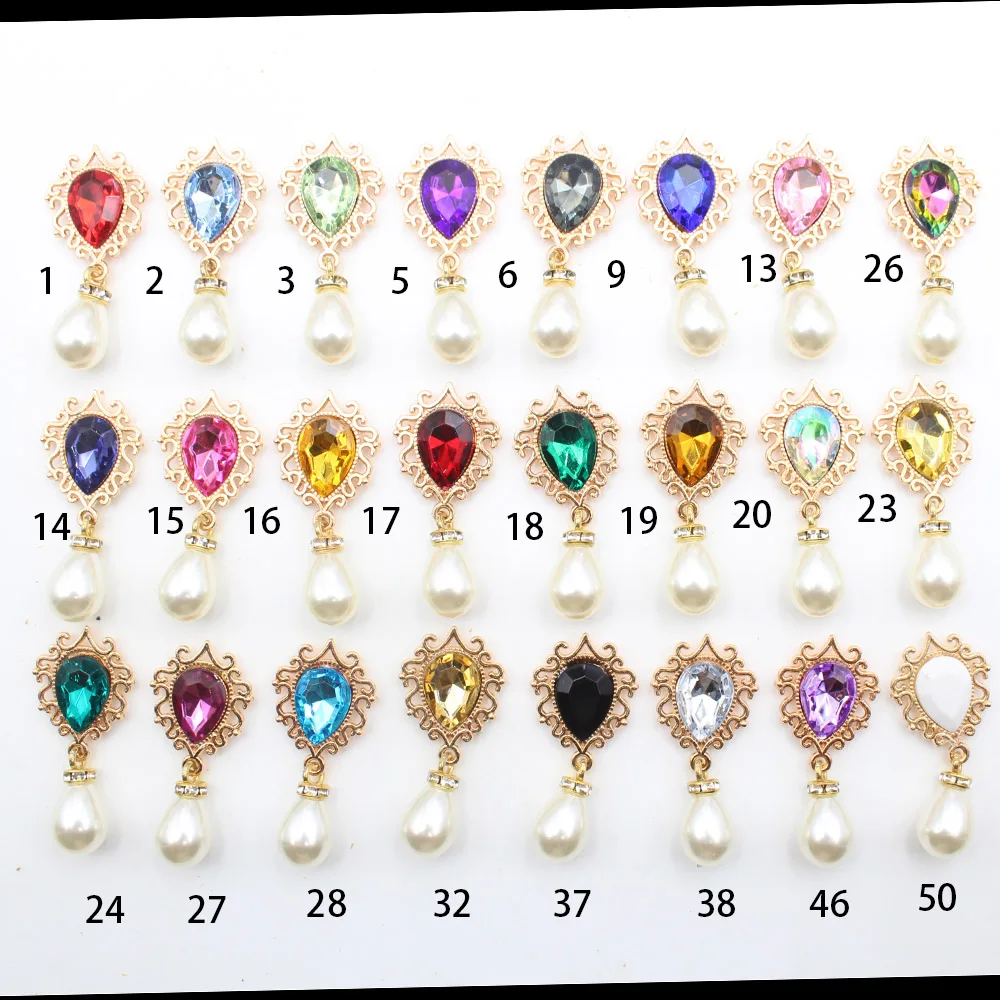Fashionable gold hollowed out droplet pearl inlaid diamond pendant made of acrylic material, DIY earrings, headwear, shoes, clot