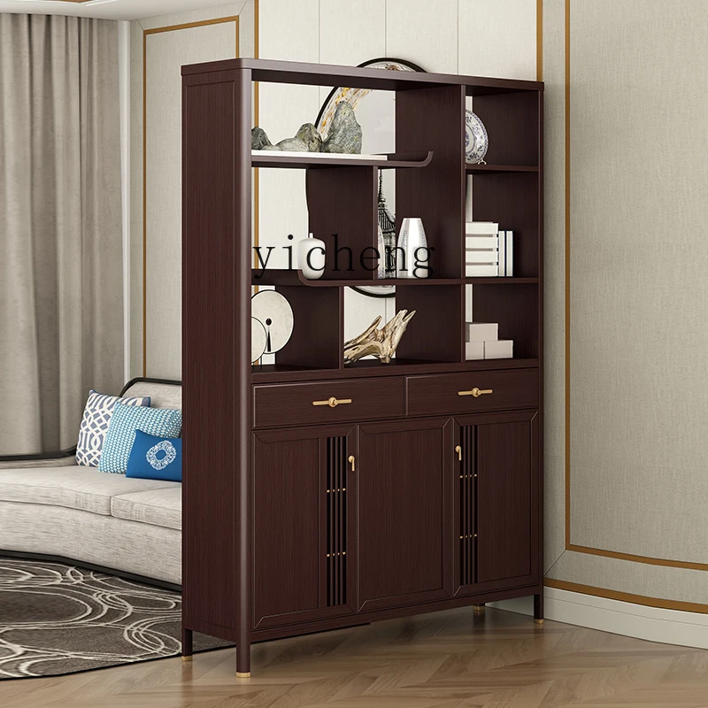 

ZK entrance cabinet, all solid wood Bogu frame room hall cabinet, living room multi-function screen partition wine cabinet