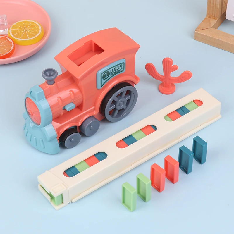 Kinderen Elektrische Domino Trein Auto Set Geluid & Licht Automatisch Leggen Dominostenen Blokken Spel Educatief Kerstcadeau Kids Speelgoed