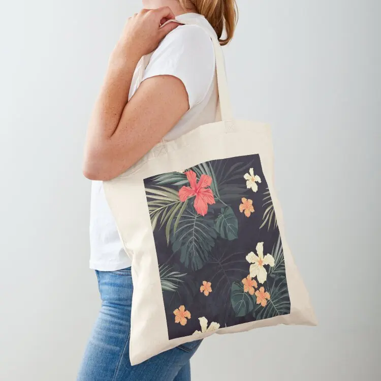 

Dark tropical flowers Tote Bag bag luxury women Women's handbag Canvas bag Gift