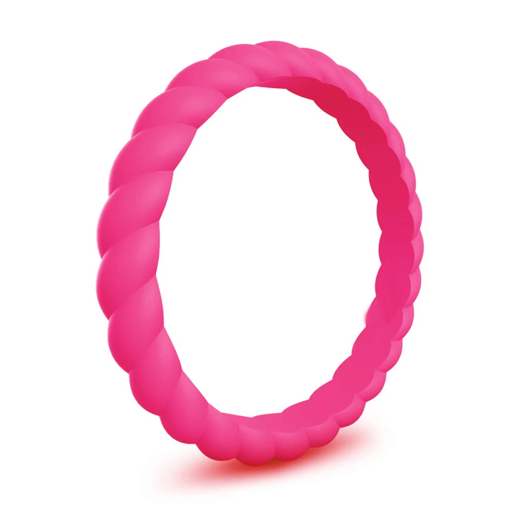 Soft and comfortable pair ring Fried Dough Twists silicone ring tricolor wedding ring