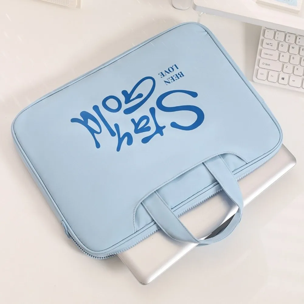 New Letter Print Laptop Sleeve Bag Shockproof Multi-pocket Computer Handbag Large Capacity Wear-resistant PC Protective Case