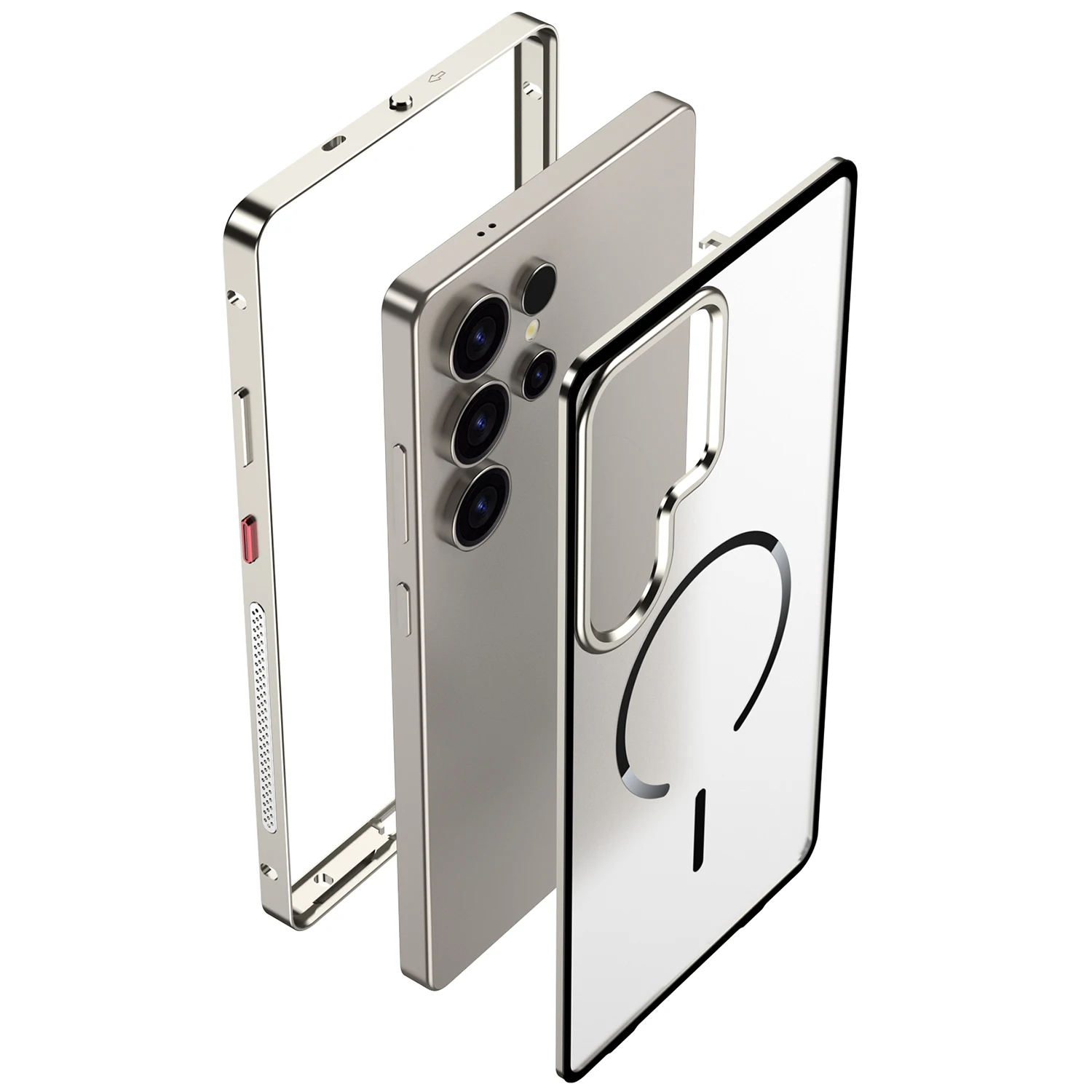 For Samsung Galaxy S26 Plus S25 S24 S23 Ultra Frosted Phone Case Metal Frame Removable For Magsafe Buckle Aluminum Alloy Case
