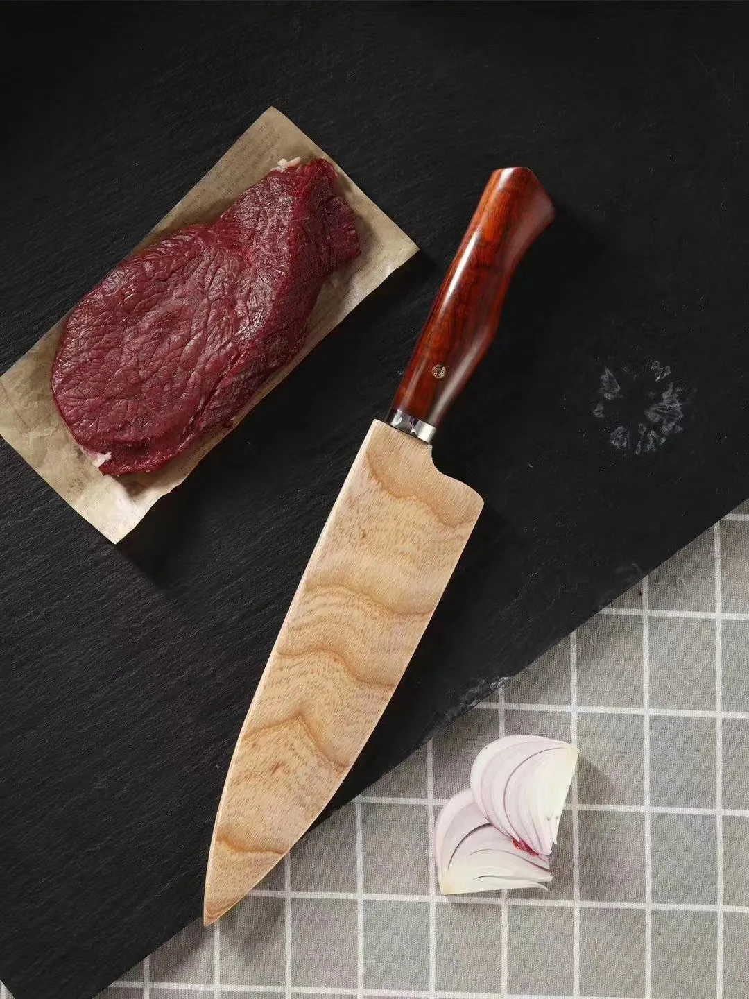 8.5 Inch Gyuto Knife With Wood Cover 67-layers Damascus VG-10 Steel Blade Roseood Handle Chef Cleaver Slicing Kitchen Knives