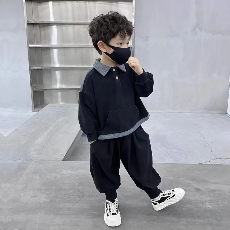 

Sweatshirt Set Boys Outfit Kids Sets for Boy Autumn Winter Wear Children's Top Bottom Clothes Elementary Student Men's Korean