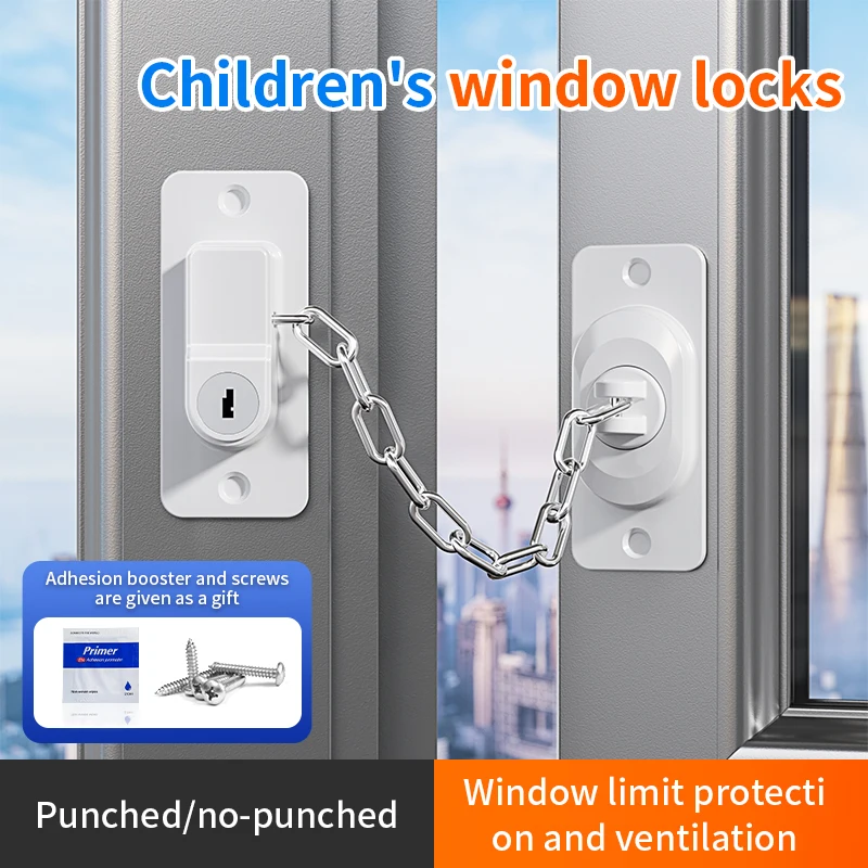 Baby Safety Lock Child Protection Refrigerator/Window Children Security Lock For Kids Cabinet Lock With Keys  Adjustable chain