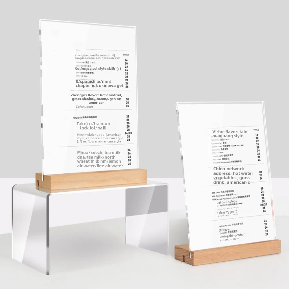Slant/straight Groove Menu Paper Display Stand 2 Uses A4 Menu Sign Holder Aryclic Highly Transparent Acrylic Table Number Holder