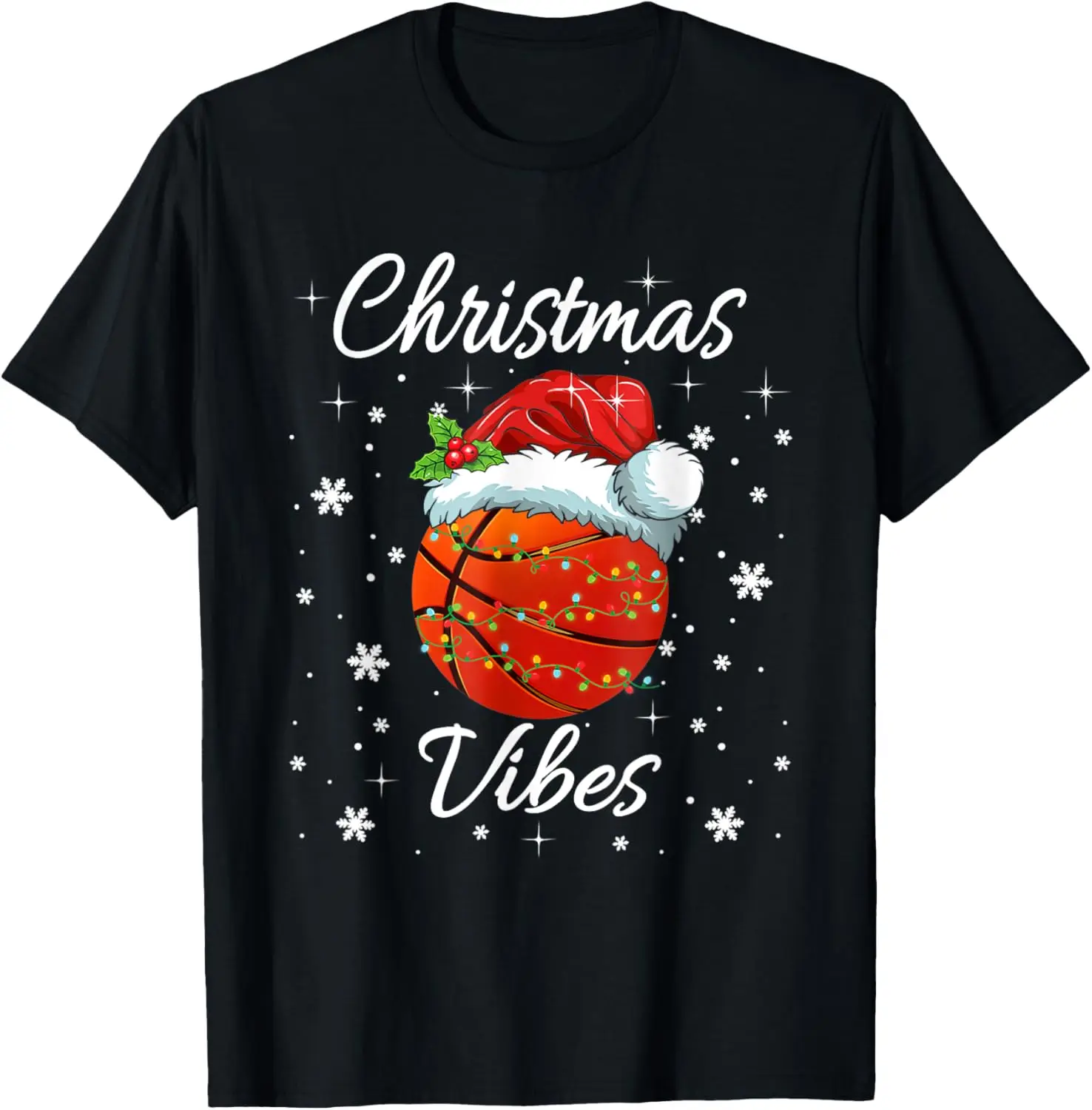 Christmas Pajama Men Women Boys Girls Santa Hat Basketball T-Shirt