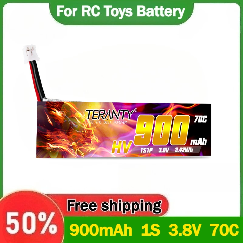 

【Fast Delivery】TERANTY 900mAh 1S 3.8V 70C HV Rechargeable Drone Battery for Mini FPV Electric Toy Aerial Model Lithium Battery