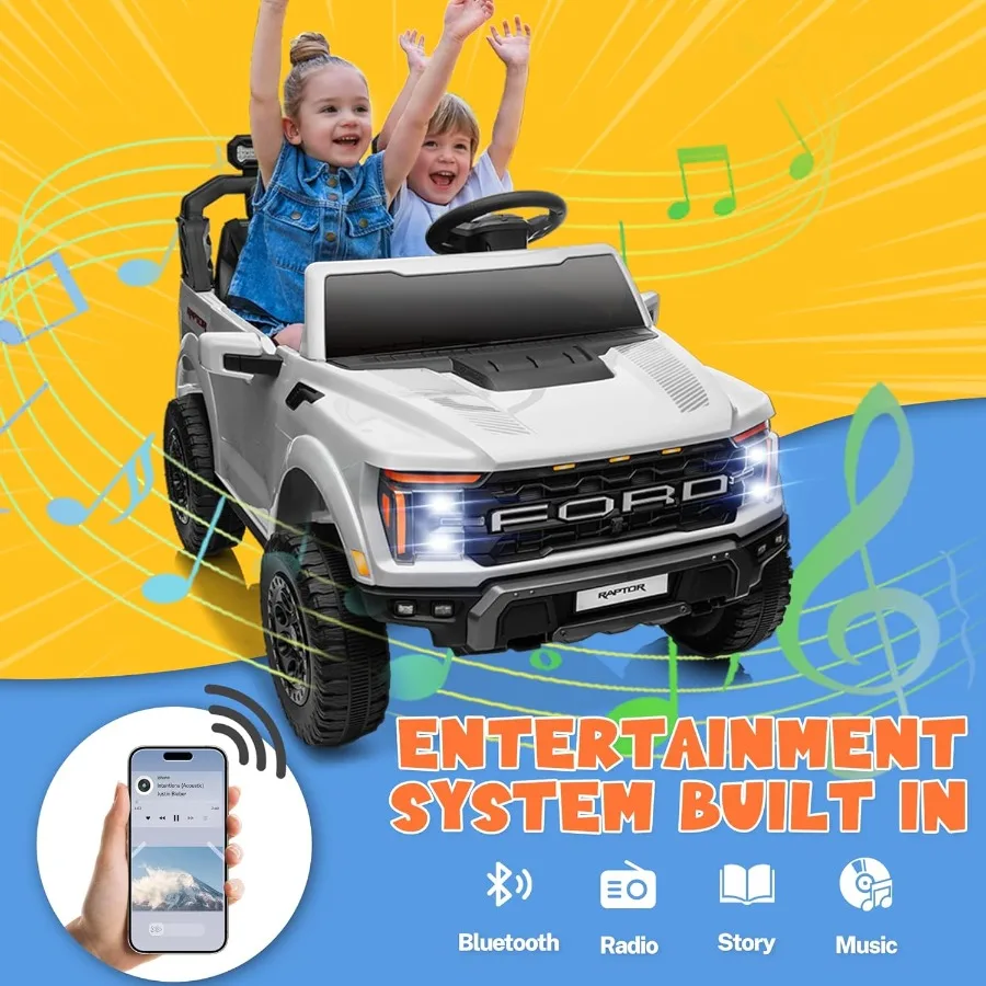 Licensed Ford F-150 Raptor 2 Seater Kids Ride on Truck, 24V Ride on Toys for Big Kids w/Parent Remote Control, Electric Car for