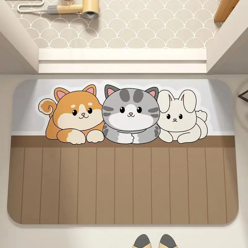 Cartoon-Diatomeenerde-Badematte, super saugfähig, rutschfest, schnell trocknend, weiche Bodenmatte für Dusche, Waschküche, Schlafzimmer, Wohnmobil, Badezimmer – Detail 11