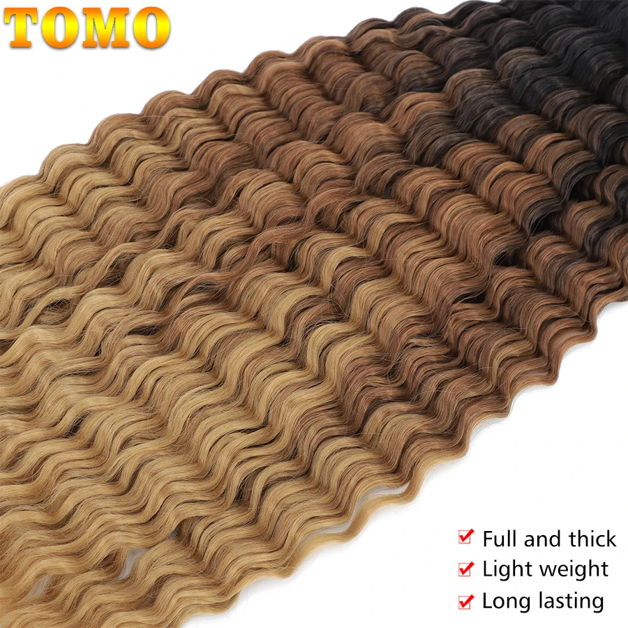 TOMO-Extension capillaire synthétique ondulée au Crochet, 30/22 pouces, mèches ondulées, couleur blond ombré, rose