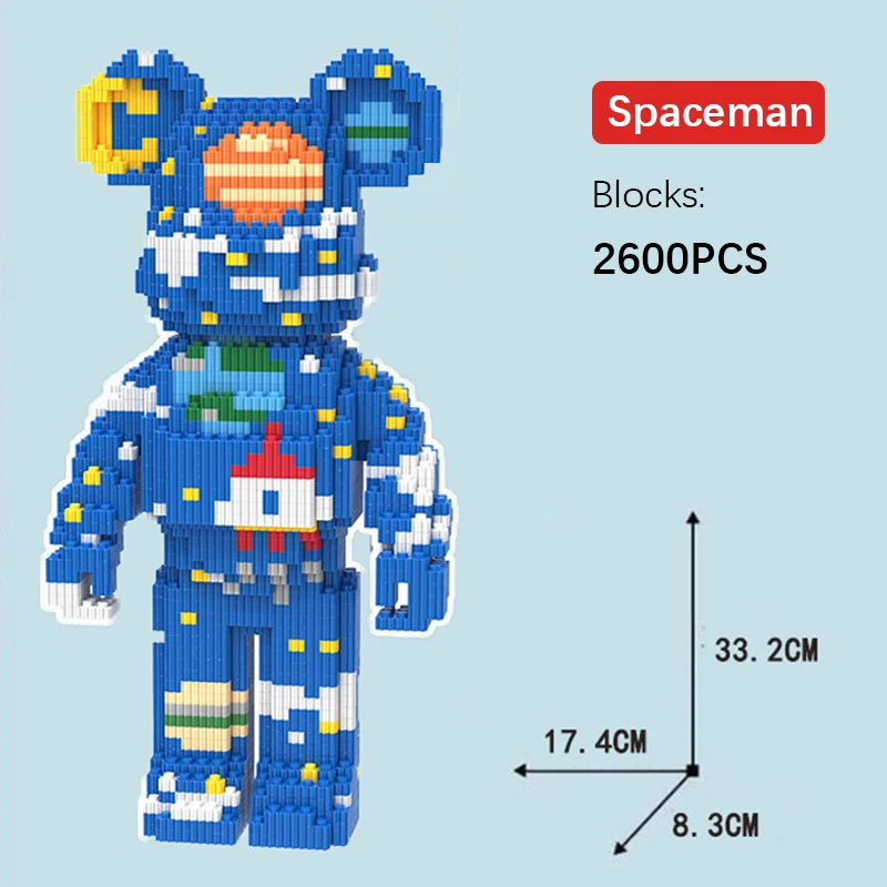 Blocs De Construction Ours Avec Bouquet – Puzzle 3D, Micro-briques – Cadeau Amoureux, Déco
