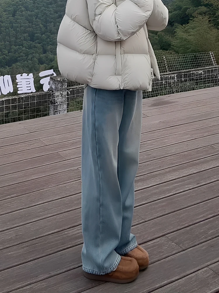 

Джинсы OUDOEE с высокой талией, прямые, из денима, женские, повседневные, облегающие, широкие брюки, весна 2026, винтажные, драпированные