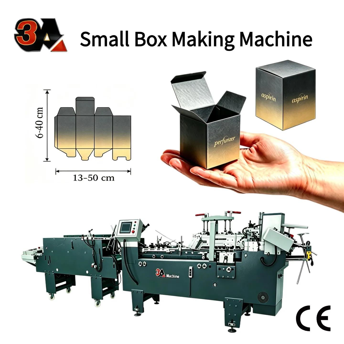 Automatic 3A-580 Carton Gluing Machine with PLC Programmed for Small Boxes