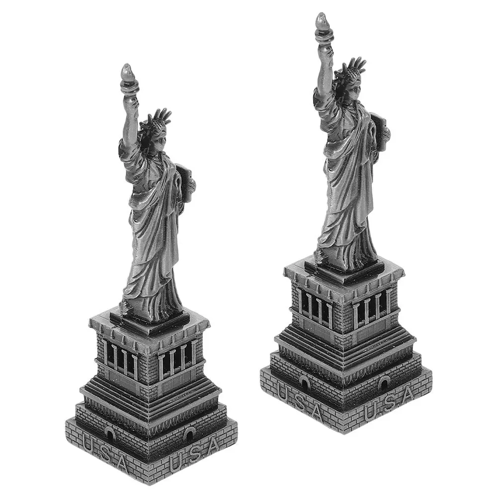 

2pcs Liberty Alloy Home Decor Vintage Style Small Sculpture New York Souvenir Retro Of Room