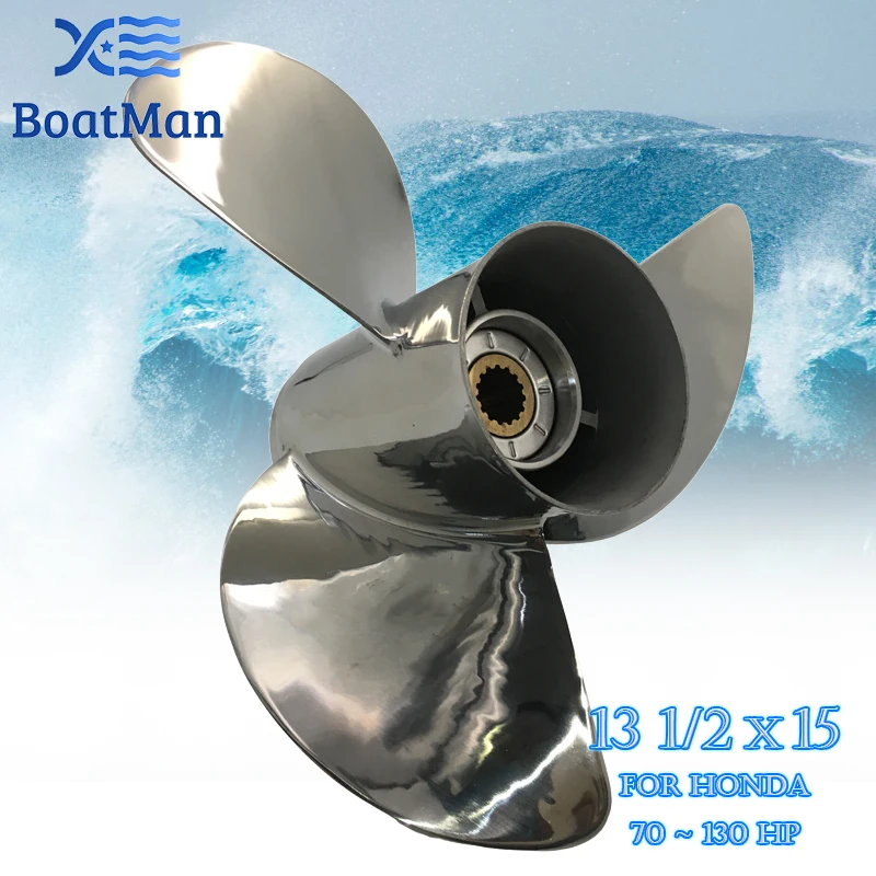 

Boatman Boat Propeller 13 1/2x15 Match with Honda Outboard Engines BFP 60HP BF 75 3 Blades Stainless Steel 15 Spline Tooth RH