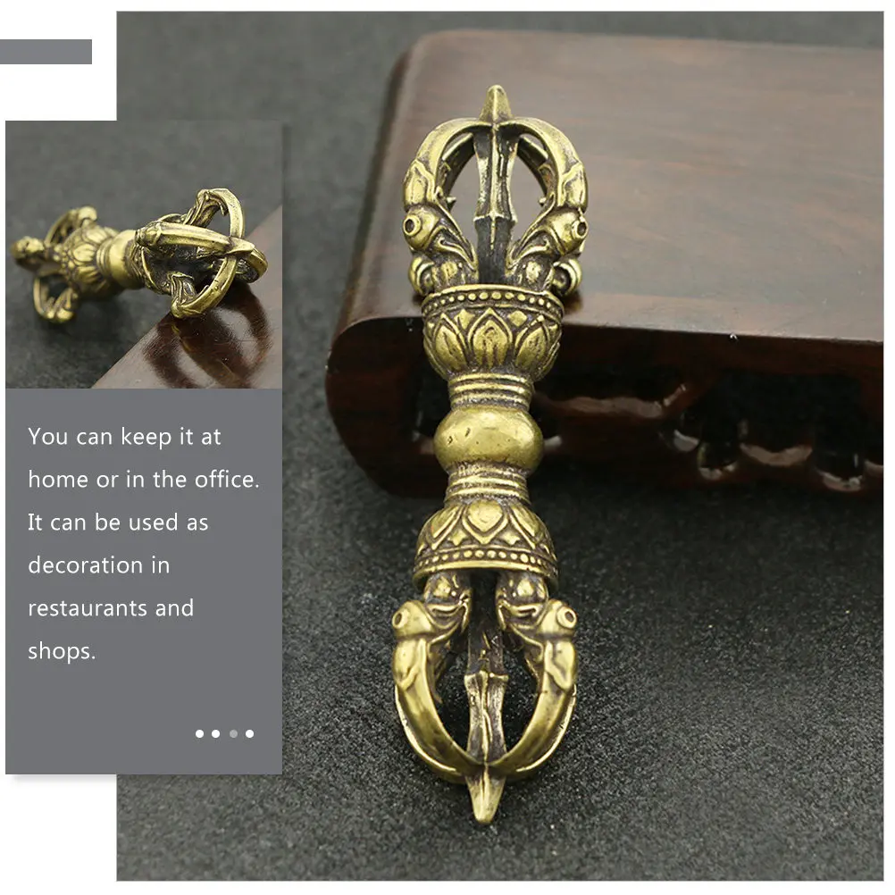 Retro Copper Vajra Pestle Fine Craftsmanship Metal Decor for Desktop Temple Restaurant Shop Home Office Decoration