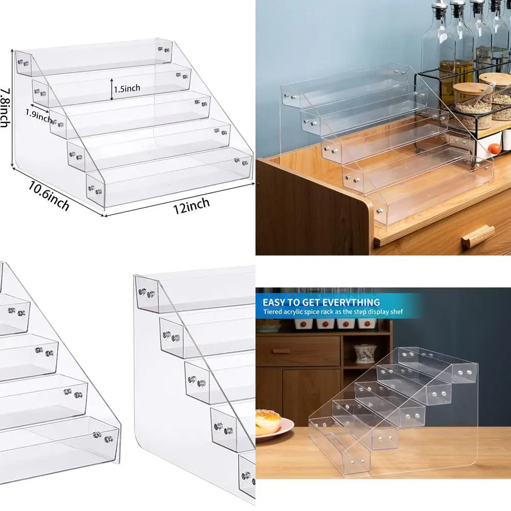 

5-Tier Adjustable Spice Rack Organizer Set of 2 for Kitchen Counter, Cabinet, and Pantry Storage