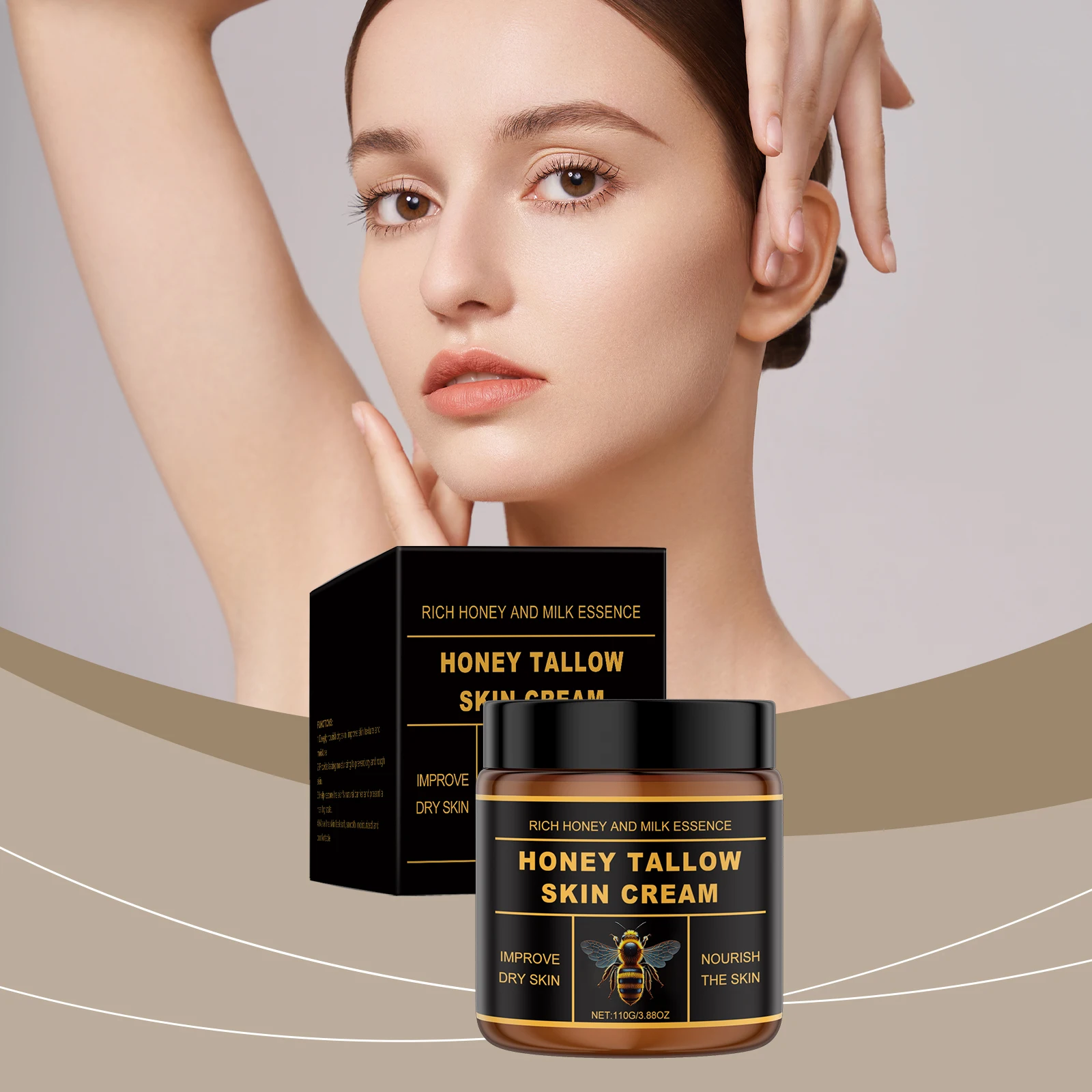 

Tallow Honey Hydrate Skin Cream Improve Drying Increase Skin Elasticity Restore Skin Health Barrier Nourishing Body Care Lotion