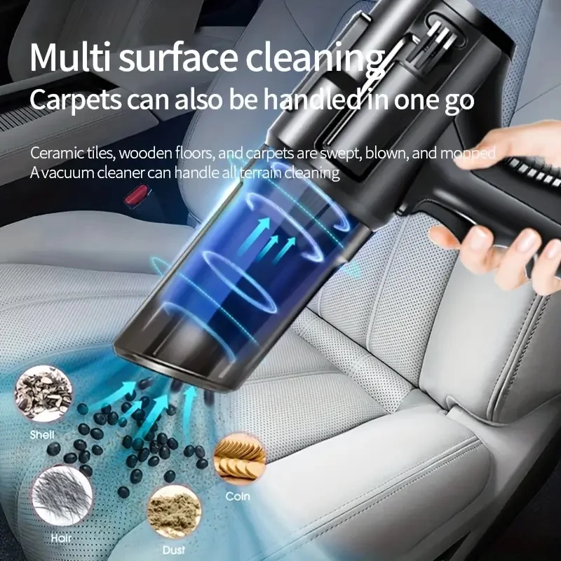 1 مكنسة كهربائية محمولة سلكية، مصدر طاقة ولاعة السجائر 12 فولت، مكنسة كهربائية صغيرة محمولة عالية الطاقة 100 وات