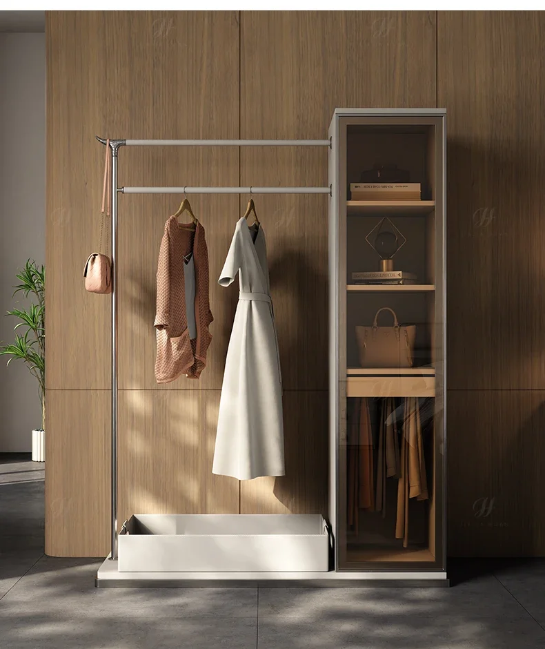 

Tqh вешалка для одежды, многофункциональная напольная вешалка для хранения из нержавеющей стали, кожаная легкая роскошная вешалка для одежды