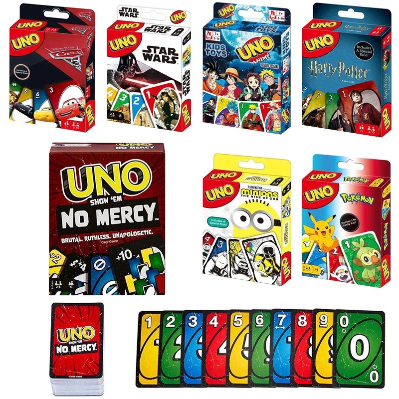 Uno No mercy Game Board Games UNO Star wars Pokemon NARUTO Cards Table Family Party Card Toys Children Birthday Christmas