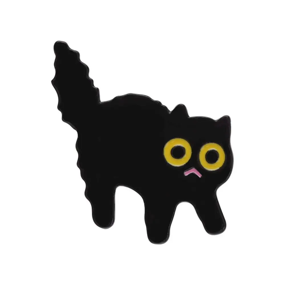 Cartoon Black Cats Enamel Pins Cute Metal Big Eyes Kitten Brooches Kawaii Korean Style Floral Animal Lapel Badges Best Friends