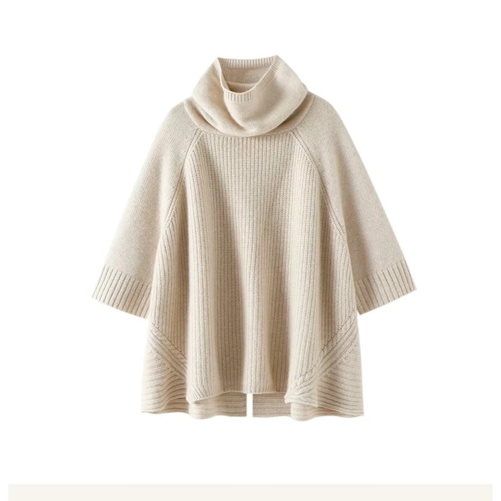 New Warm Pullover 480g Thickened 100% Pure Cashmere Shirt Women's Turtleneck Pure Cashmere Sweater Loose Autumn and Winter