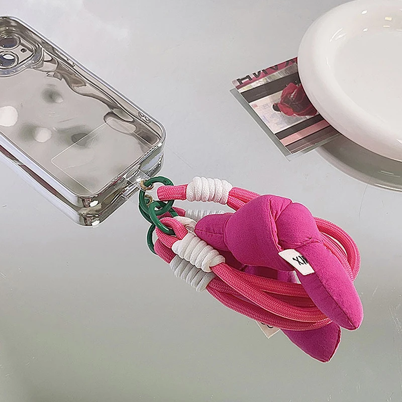 Universal Braided Mobile Phone Lanyard Strap Hanging Chain Ring Cord With Patch Wrist Strap Cell Phone Detachable Rope Keychain