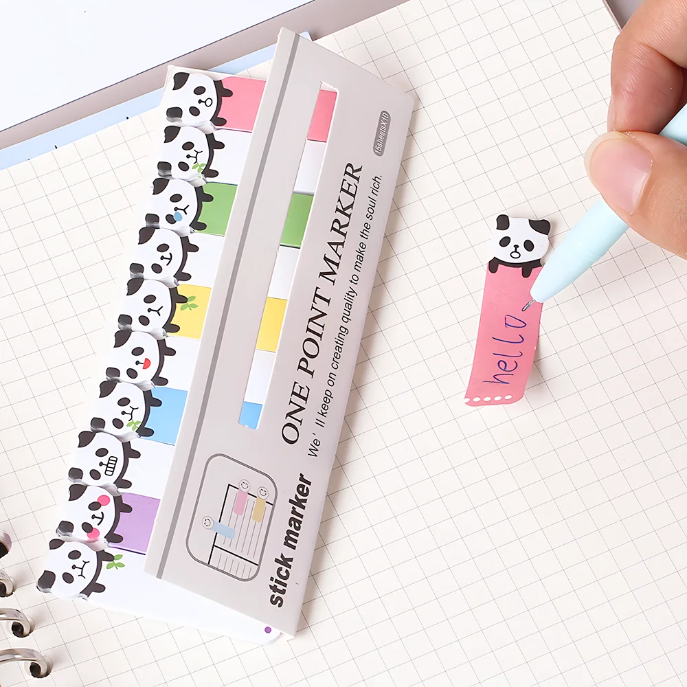 Memo Pad Sticky Notes Kawaii Small Cat Panda Music Frog Aesthetic Stationery Notepad Book Post Bookmarks Mini Index Tab Stickers