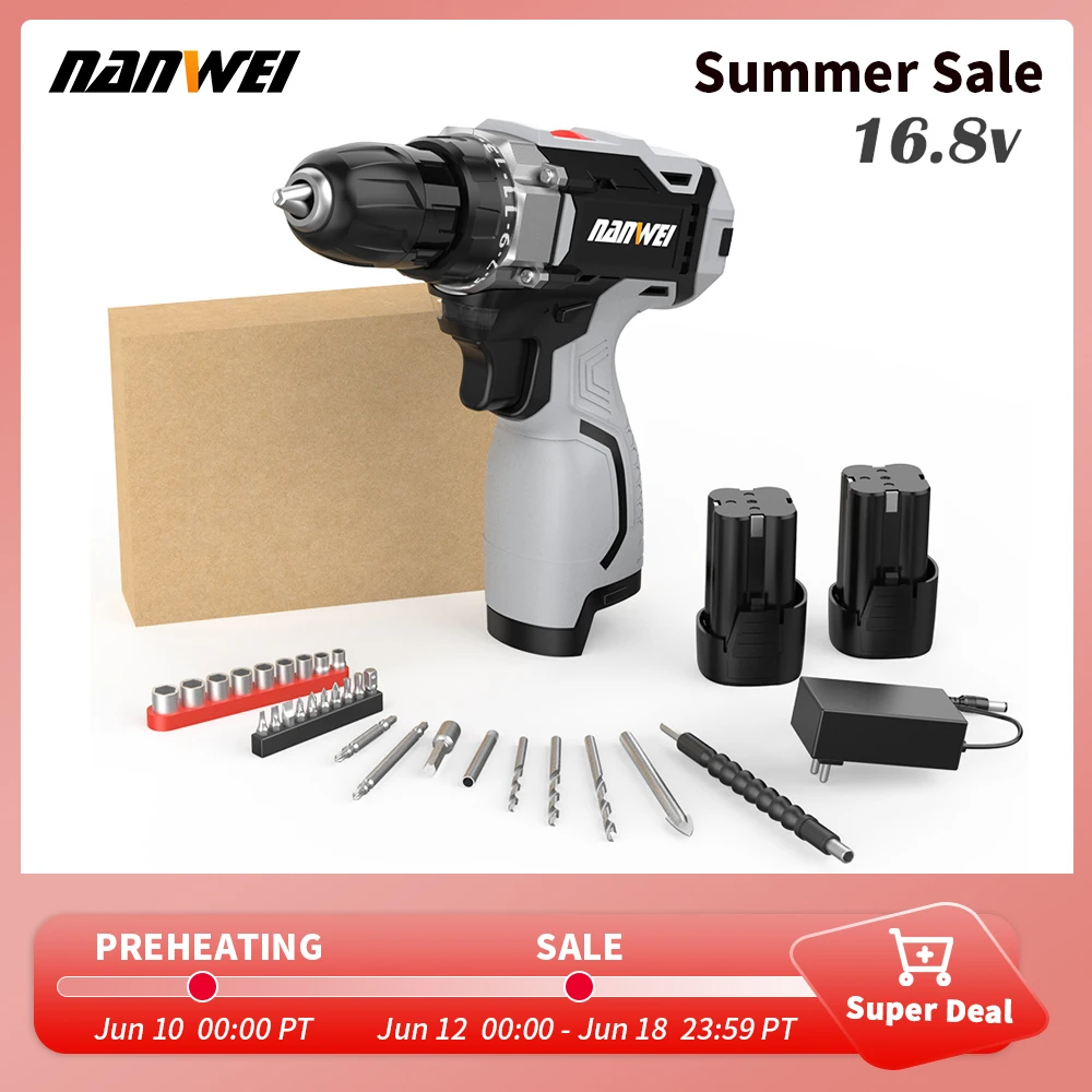 

NANWEI Rechargeable Hand-held Electric Mini Screwdriver Multifunctional Impact Drill for home use