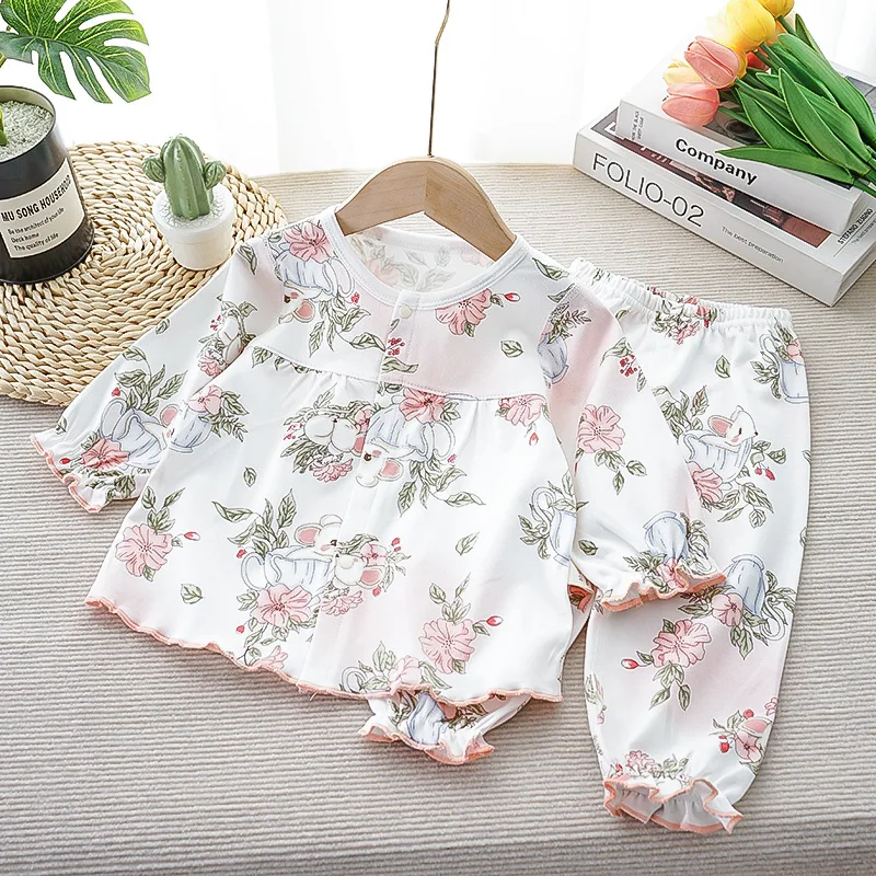 Little girl spring suit princess pure cotton class a baby two-piece set cute style